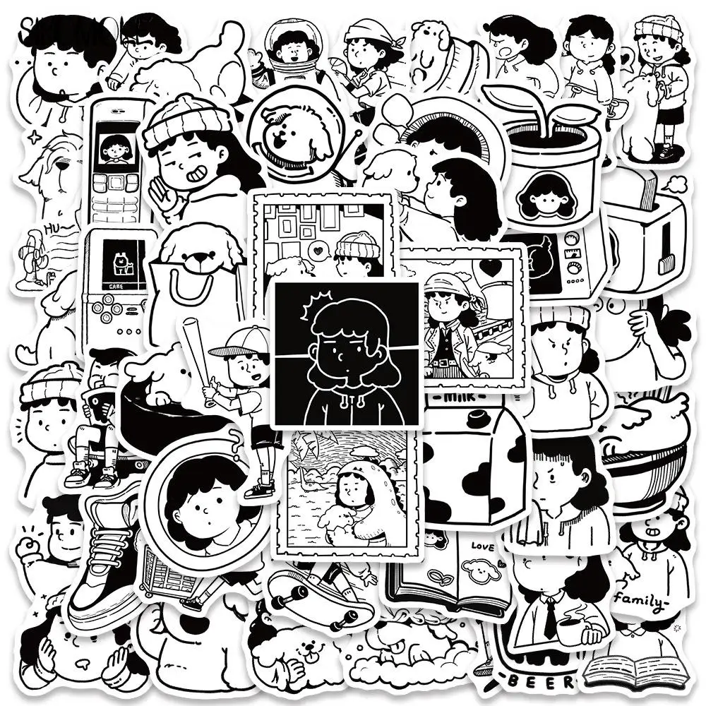 10/30/50 шт. наклейки с изображением девушки и ее щенка