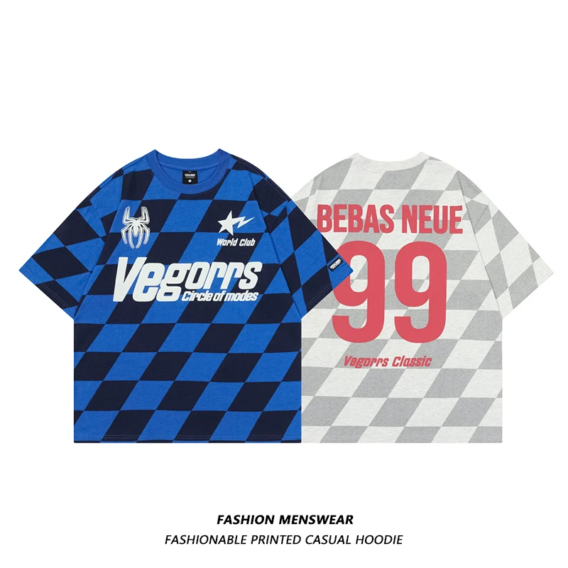 Kuba модный бренд американский винтажный клетчатый принт 2024 летняя новая мужская и