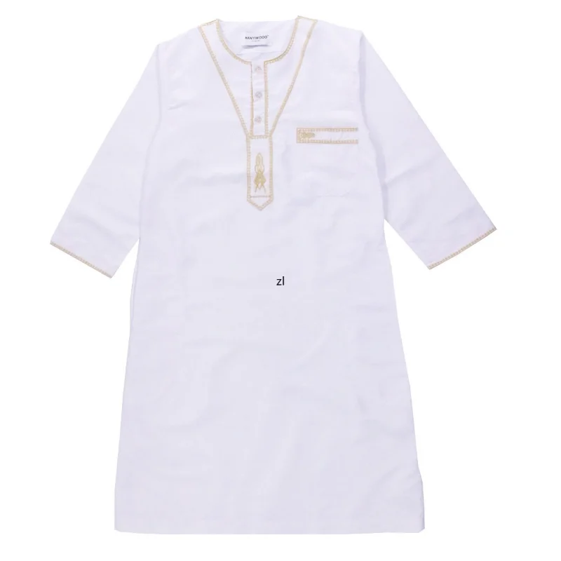 Turkish Muslim Kids Abaya Jubba Thobe Kimono Boy Thobe Thawb Caftan for Children Islamic Clothing Long Robes Dress Dubai Arab