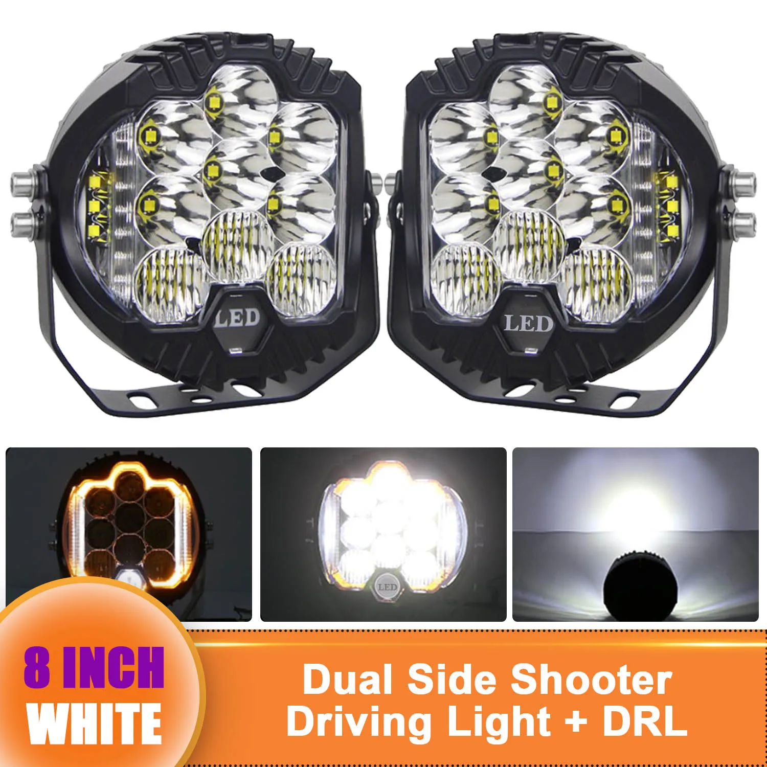5/7/8 дюймов светодиодный рабочий фонарь Янтарно-белый противотуманный комбинированный фонарь для автомобиля Jeep Wrangler ATV UTV SUV Offroad 4x4 Пикап Ford Truck