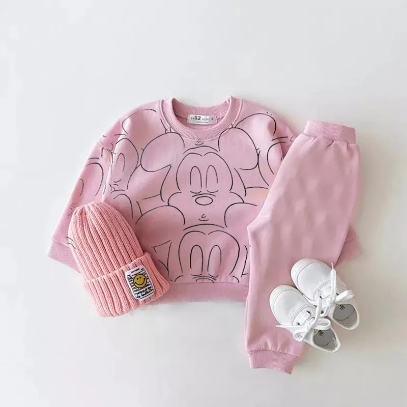 Popular Brand Kids Tracksuit Cartoon Mickey 2 Piece Set For Infant Costume 3m-3y Baby Boys Girls Sweater Suits Trousers Clothing |
