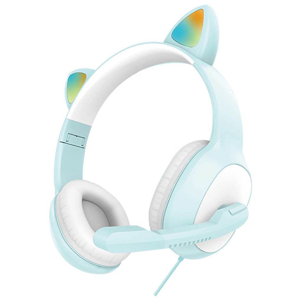 

G19 Pink Cat Ear Cute Girl Gaming Headset With Mic Noise Reduction Stereo Music RGB Flash Light Wired headphone New Product