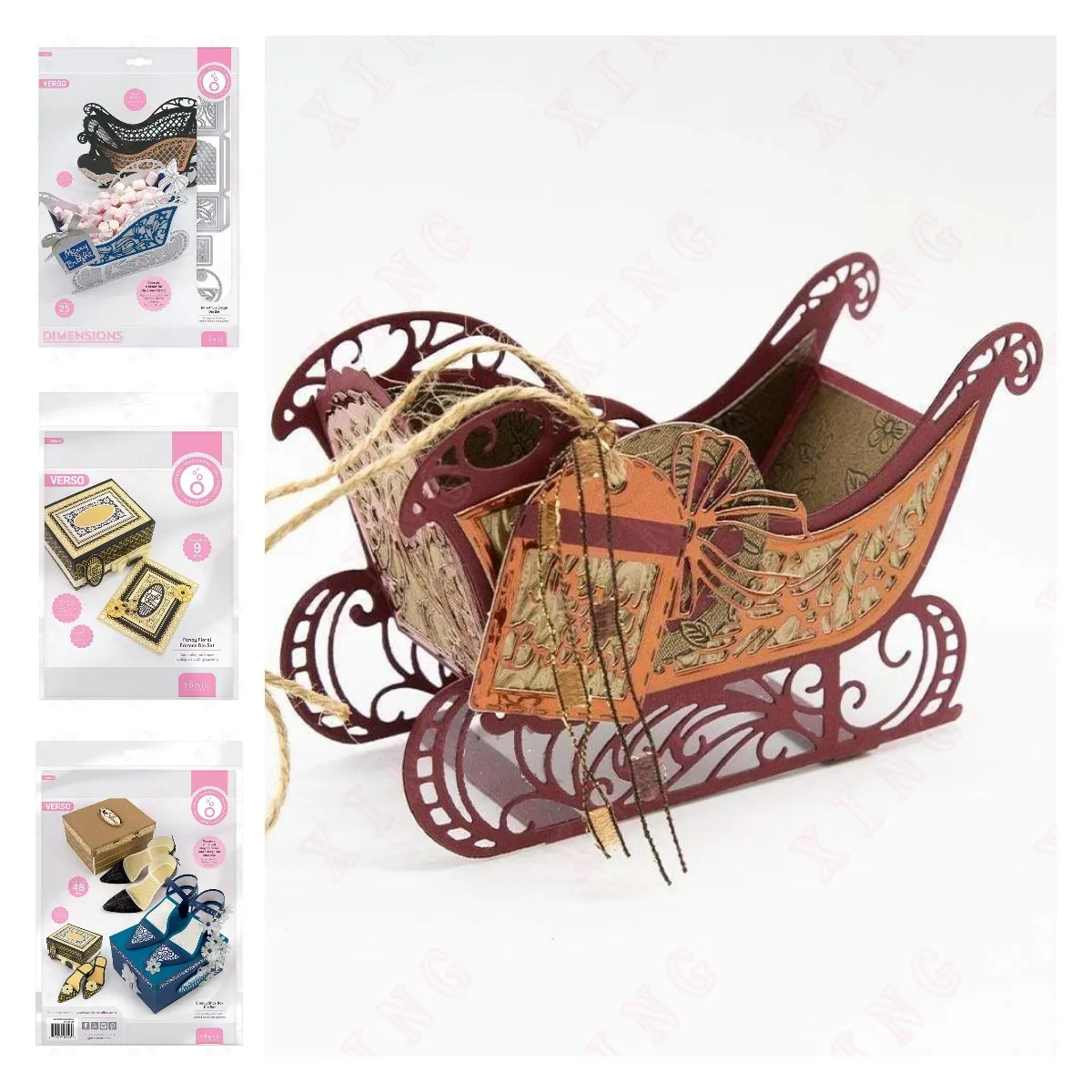 

2022 New Metal Cutting Dies Scrapbook Decoration Embossing Template Christmas Sleigh Fancy Floral Frames Simply Shoe Box Die Set