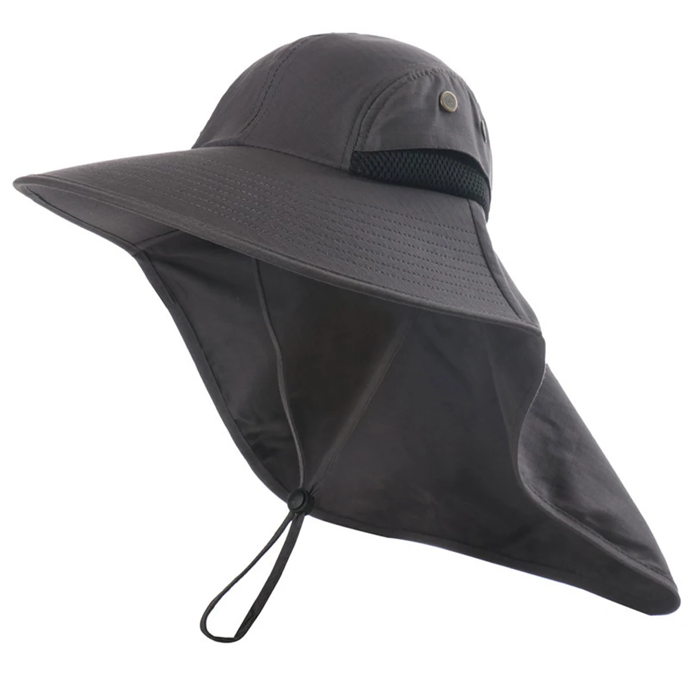 

Men Women Camping Hiking Soft Sun Protection Drawstring Cool With Neck Flap Washable Wide Brim Fishing Hat Spring Summer Beach