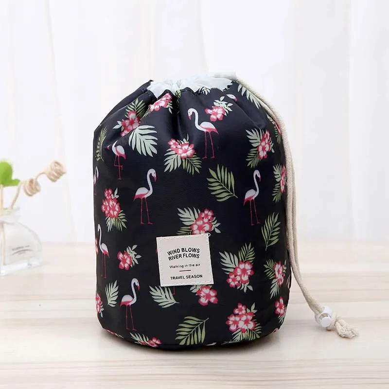 

Large Capacity Makeup Storage Travel Oxford Organizer Bag Cylinder Wash Cosmetic Handbag Multi-Function Drawstring 2 More Bag