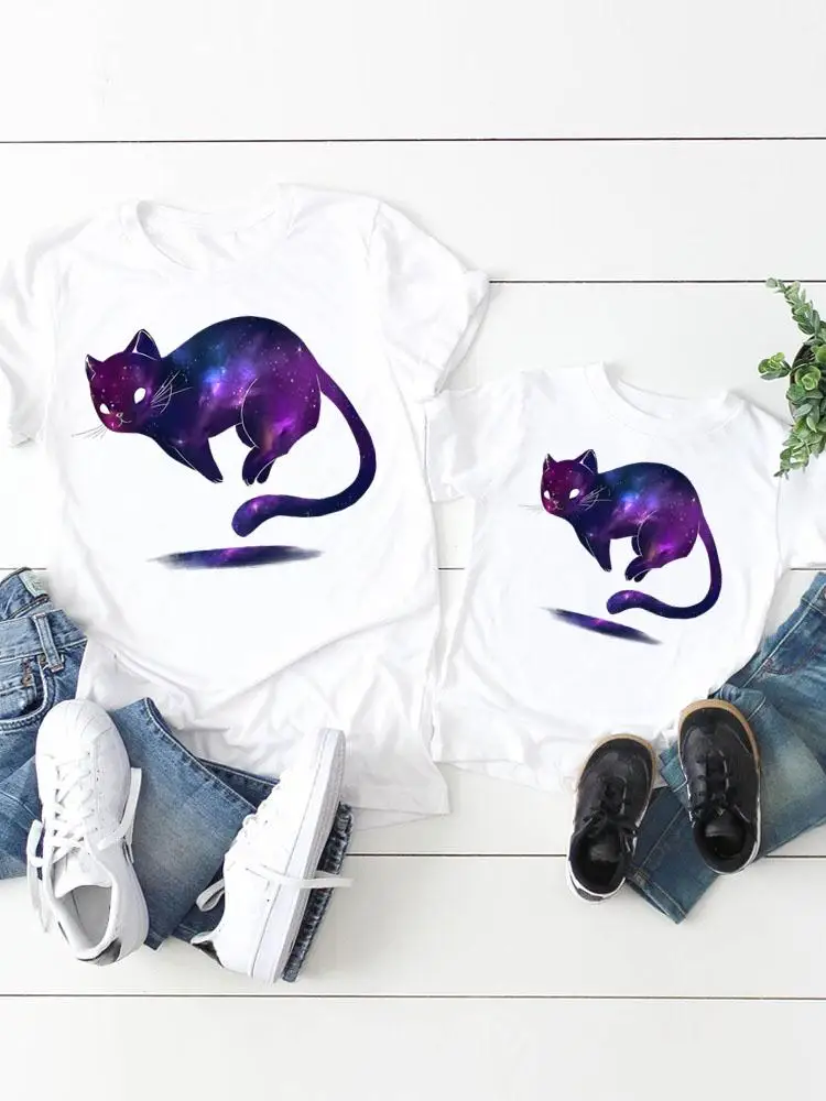 

Women Kid Child Summer Watercolor Cat Love Mom Mama Girl Boy Mother Tshirt Tee T-shirt Clothes Clothing Family Matching Outfits