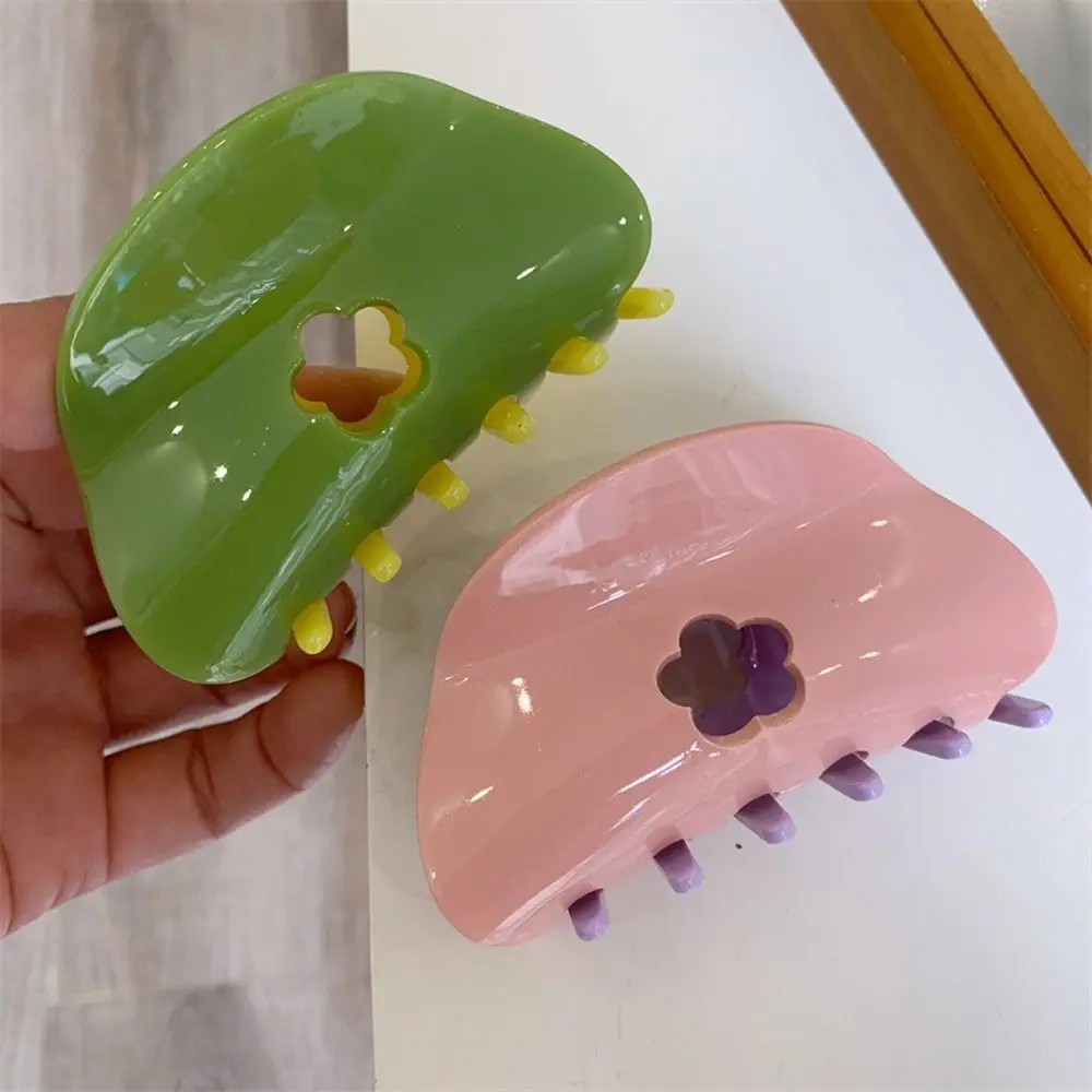 

Flower Hair Claws Ins Hollow Out Acetate Claw Clips for Thick Hair Half Moon Shape Double Side Hair Clips Party