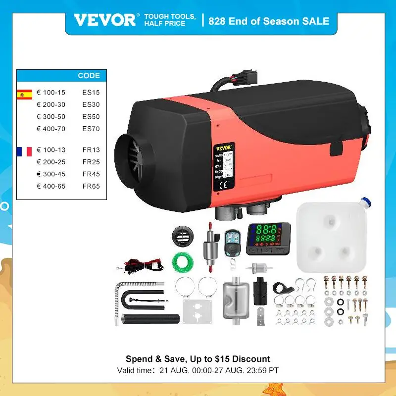 

VEVOR 2KW Car Heater 12V Diesel Air Heater W/ LCD Switch Silencer Tank for Car RV Trailer Truck Bus Boat Diesel Parking Heater