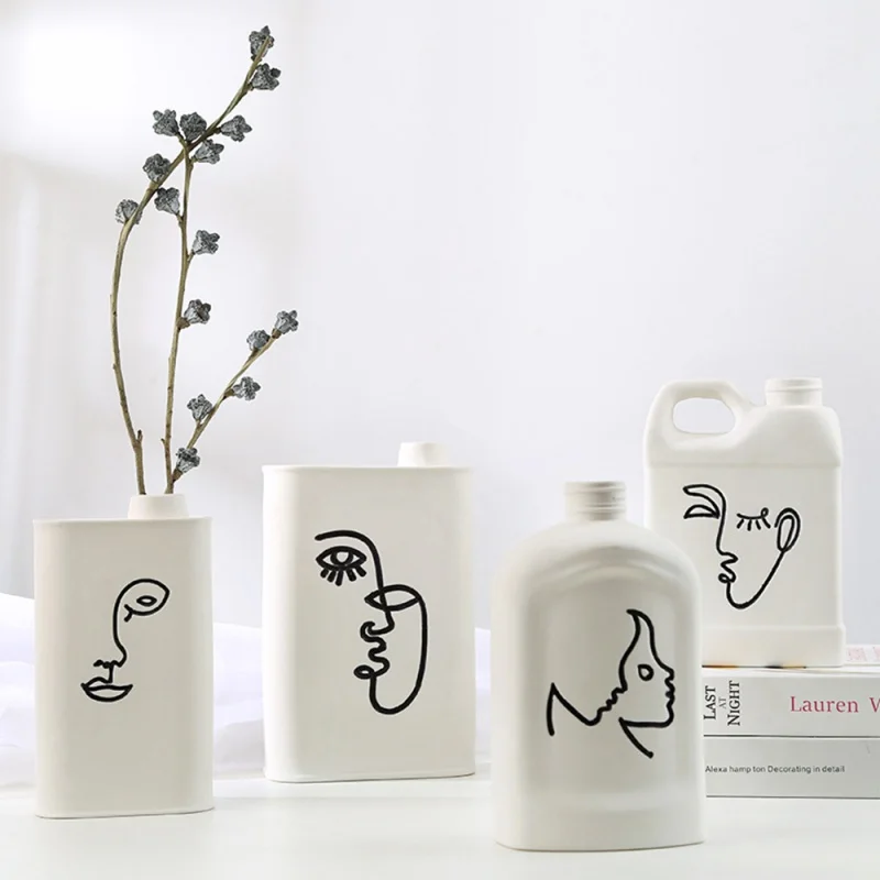 

Ins Style Abstract Human Face Ceramic Vase Nordic Decoration Vase for Decoration Home Decoration Accessories for Living Room