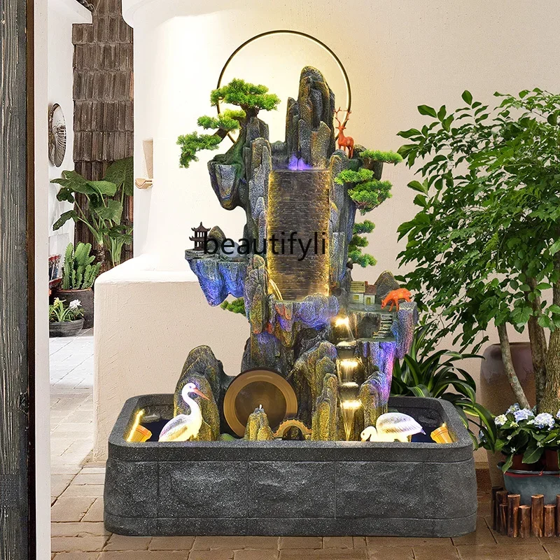 Открытый рокарий фонтан с струящейся водой функция циркулирующей воды терраса