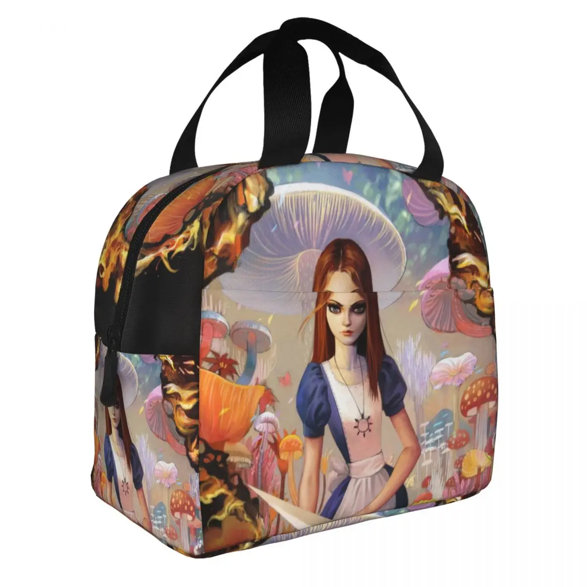 Alice Madness Returns Lunch Bento Bags Portable Aluminum Foil thickened Thermal Cloth Lunch Bag for Women Men Boy