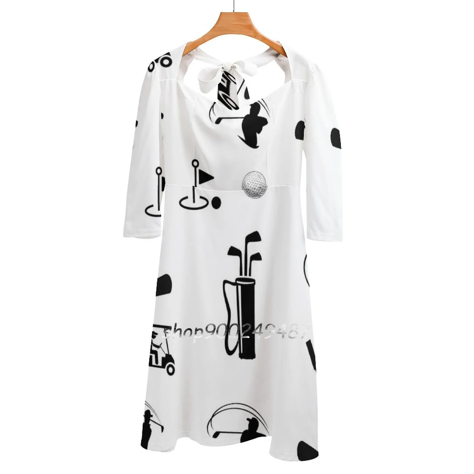 

Платье женское летнее с квадратным вырезом, милое элегантное с лямкой на шее, с принтом, для сна, гольфа, повторного использования, игры в гол...