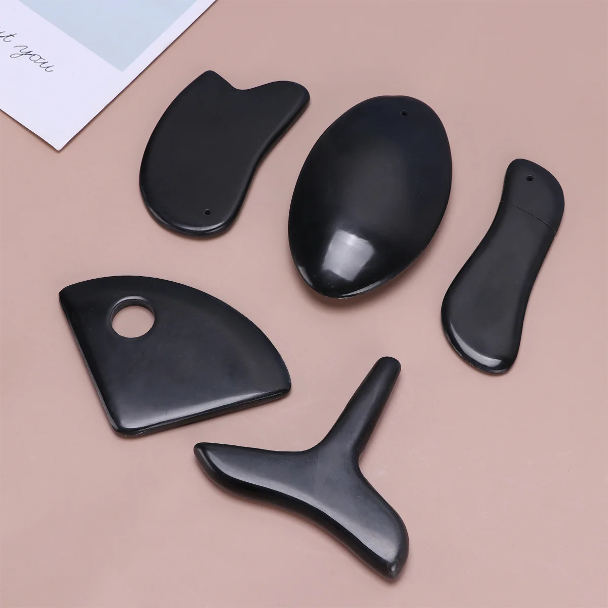 

5pcs Board Stone Body Care Scraping Board SPA Essential Oil Body Tool for Feet ( Black )