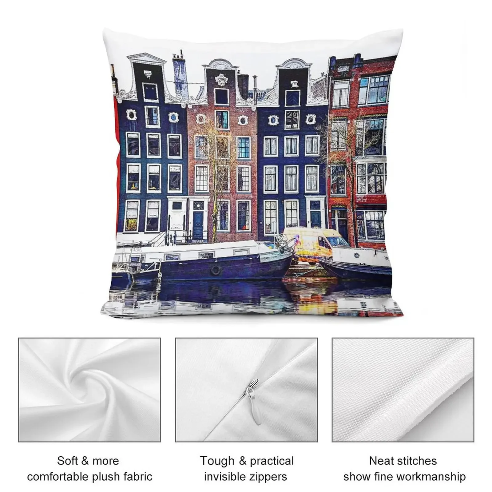 Канальные домики Amstel Amsterdam Нидерланды декоративная подушка наволочка комплект