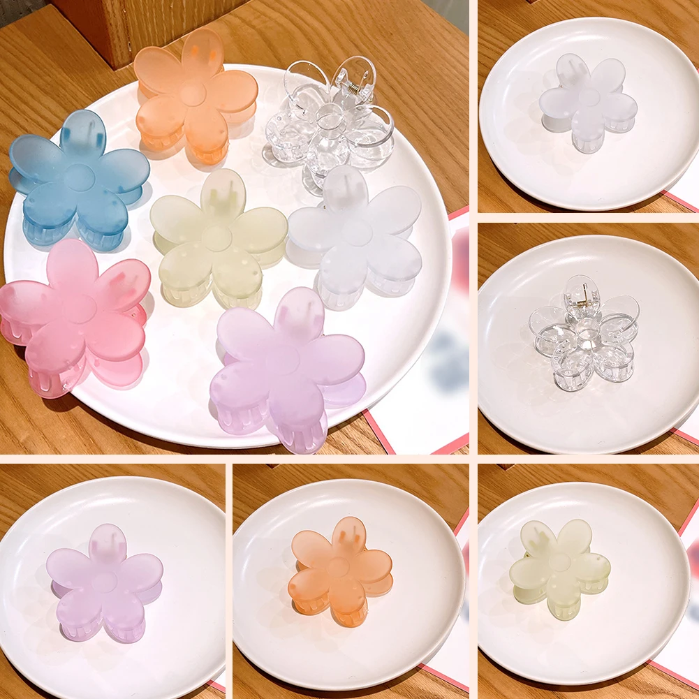 

2022 Korean Spring Summer New Trendy Big Frosted Flower Hair Claws Crabs For Women Hair Accessories Hair Clips Wholesale Gifts