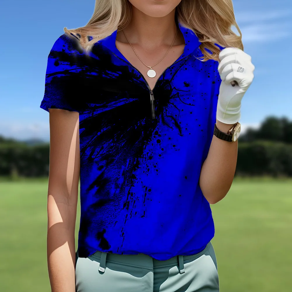 Летняя серия брызг чернил Новинка молния женский модный отворот с коротким