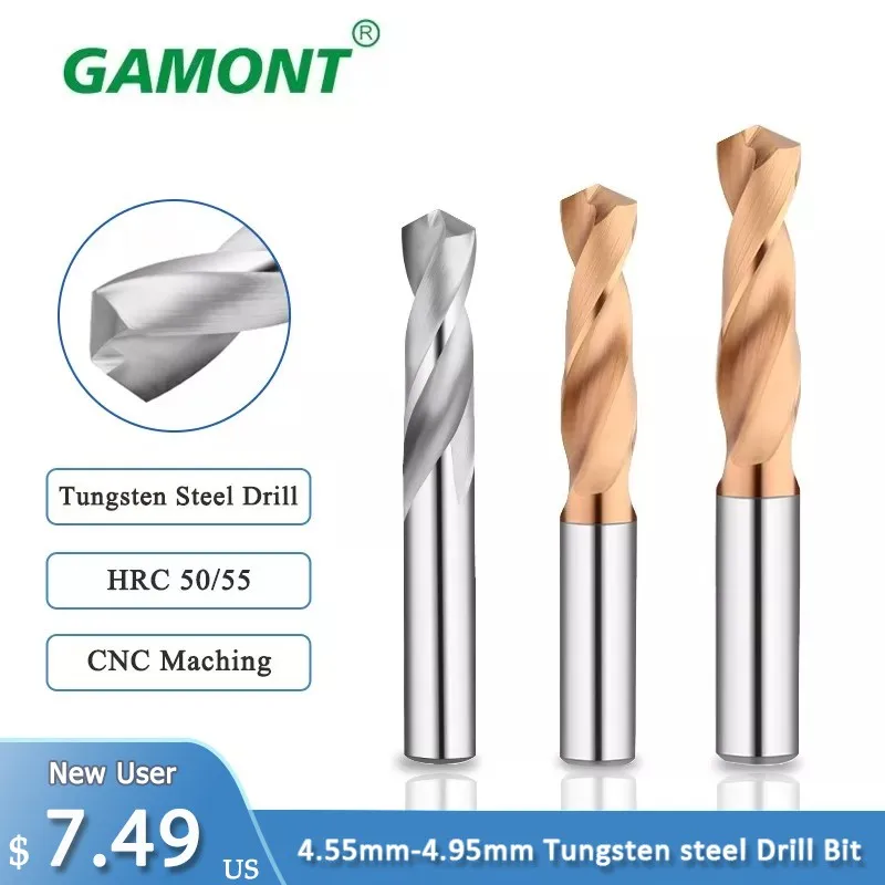 

GAMONT 50°55° 4.95mm 3 Shanks Carbide Alloy Tungsten Steel Drill Super Hard Nano Coating High Hardness CNC Lathe Milling Cutter