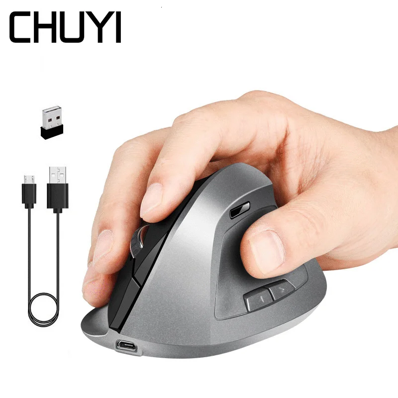 

Мышь беспроводная Вертикальная, 2,4 ГГц, 6 кнопок, USB