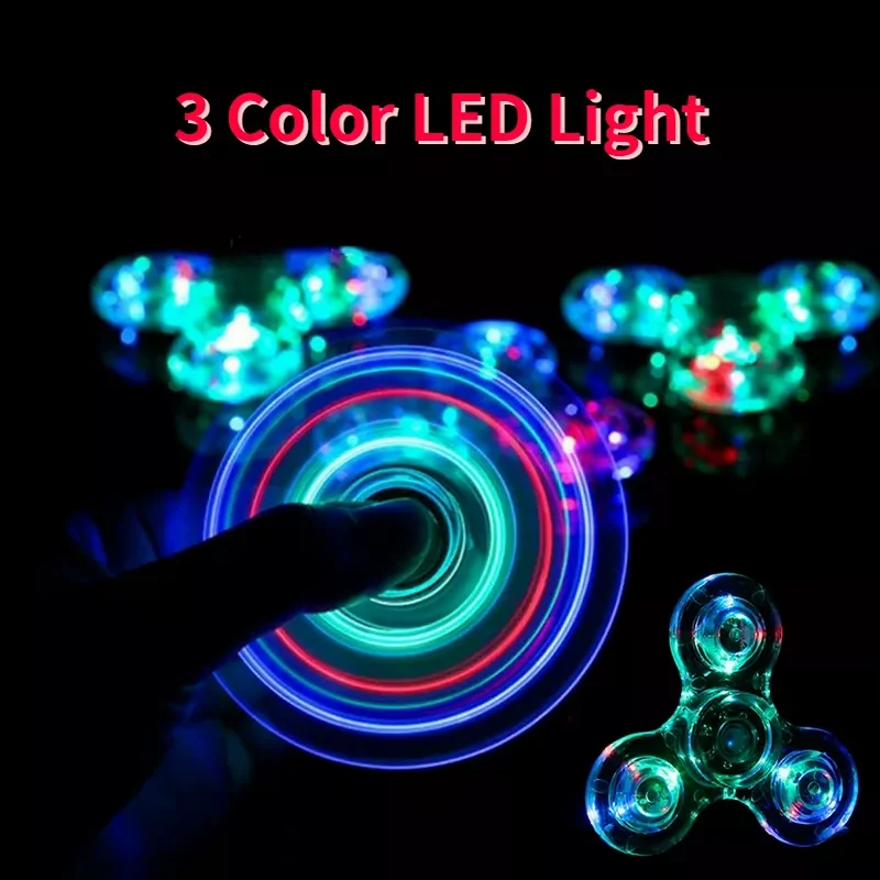 

Transparent Luminous LED Light Fidget Spinner Hand Top Spinners Glow In Dark Light EDC Figet Spiner Finger Stress Relief Toys