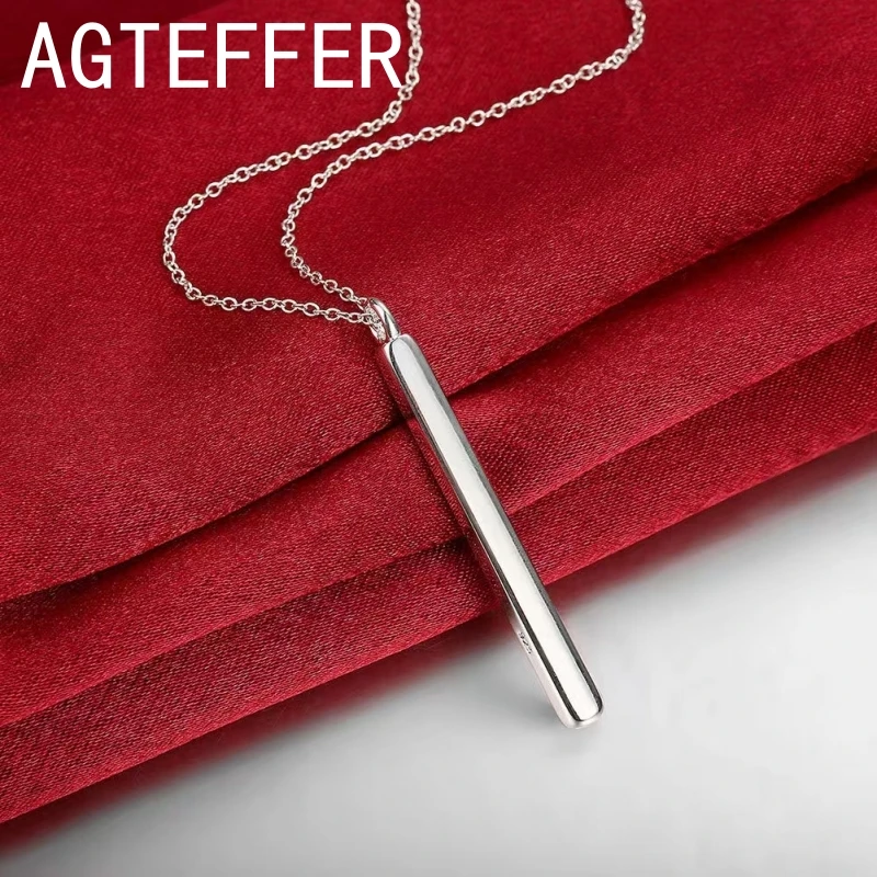 Женское ожерелье из серебра 925 пробы с квадратными стойками 16-24 дюйма