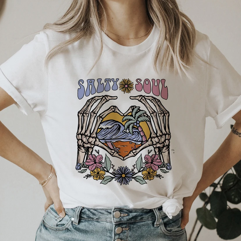 

Ladies Funny Card Pattern Short Sleeve T-shirt 90s Style Women Fashion Summer Top Casual Clothes T-shirt Women Graphic T-shirt