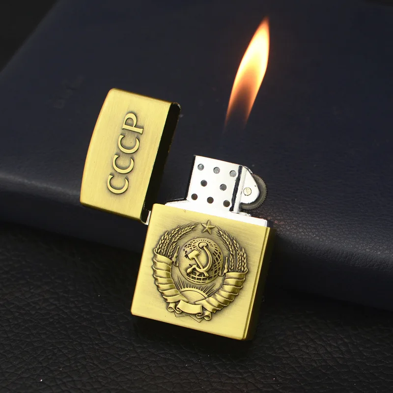 

Creative Grinding Wheel Open Flame Gas Lighter CCCP Logo Lighter