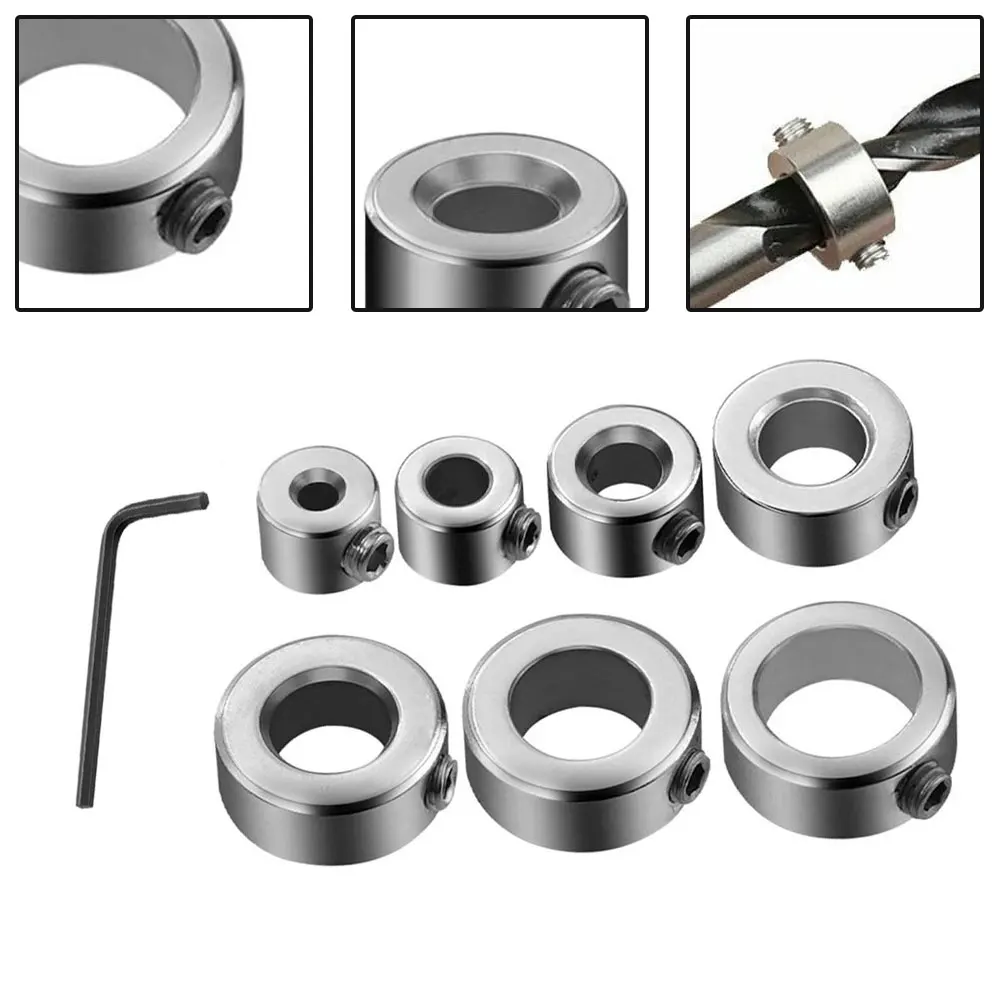 

7PCS Woodworking Drill Stop Collar Set Drilling Bit Depth Stopper Ring Stainless Steel High Quality Ring Drill Locator