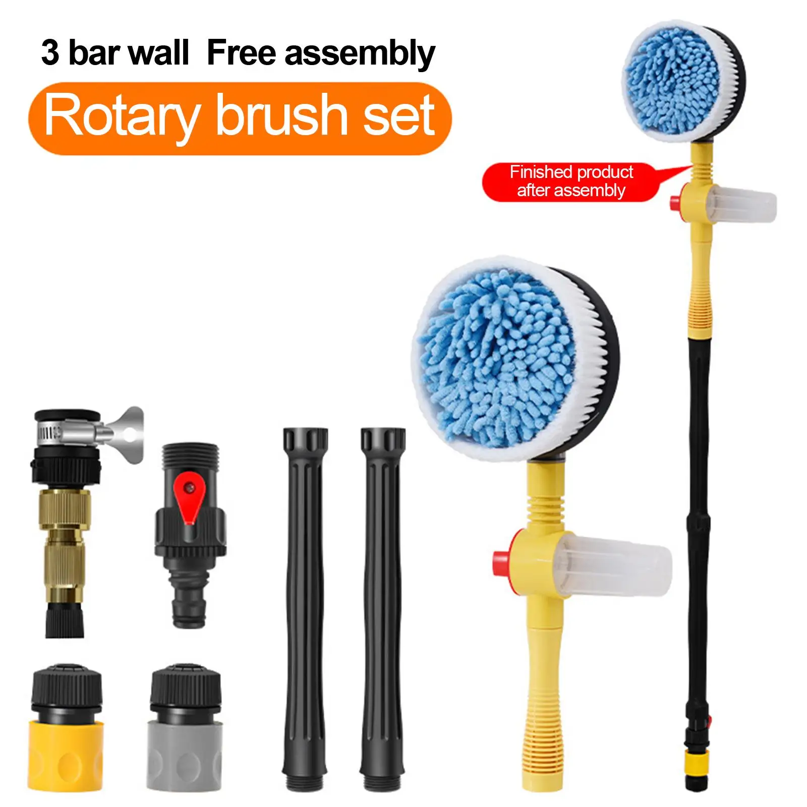 

Car Rotary Wash Brush Kit/ 360 Degree Adjustable Microfiber Quick Connect