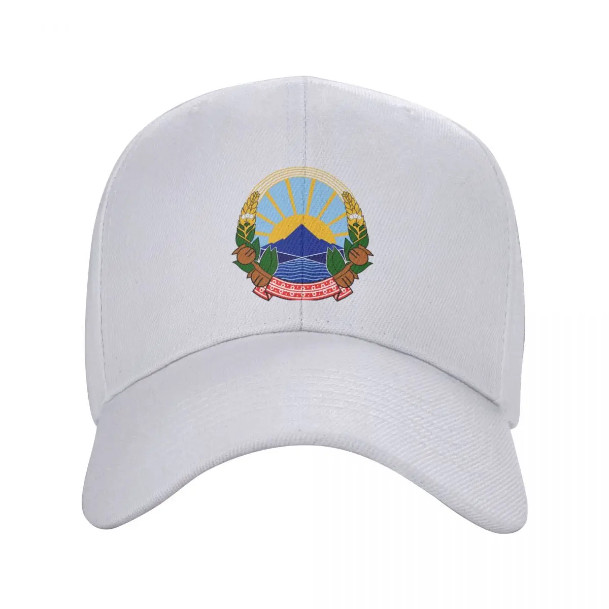 

Custom National Emblem Of North Macedonia Baseball Cap Men Women Adjustable Trucker Hat Streetwear