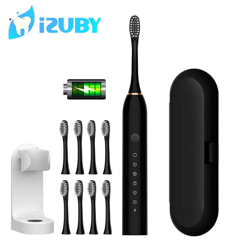 6 Modes Sonic Electric Toothbrush Rechargeable Portable Ultrasonic Teeth Brush Electronic Tooth Brushes with 4/8 Heads