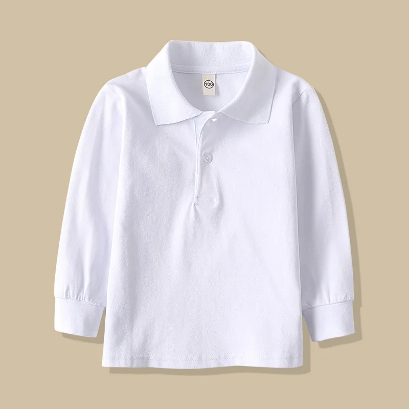 Футболка детская с длинным рукавом хлопок униформа для начальной школы белый