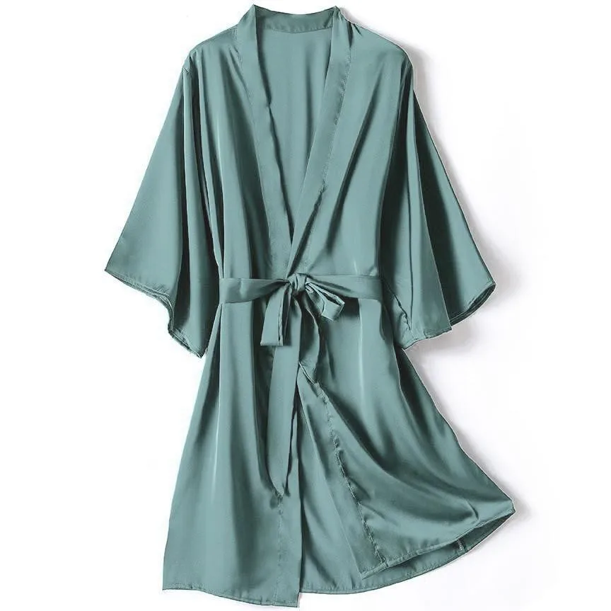 Kimono Bathrobe Gown Female Robe Set Satin Sleepwear Casual Nightgown Bridal Wedding Gift Sexy Nightwear Intimate Lingerie