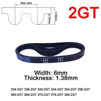 1pc width 6mm 2gt rubber arc tooth timing belt pitch length 334 336 340 344 354 356 360 364 370 376 380mm synchronous belt