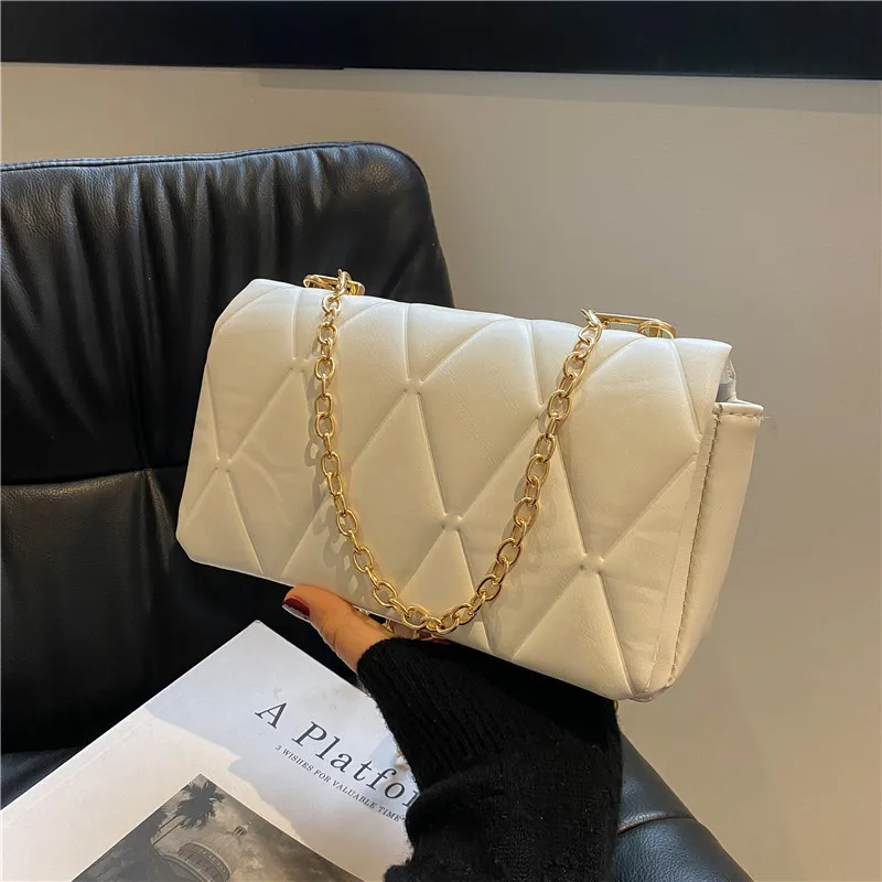 

2022 INS Fashion Women Bag Diamond Lattice Flap Bag Soft PU Leather Shoulder Bag Female Small Chain Crossobdy Party Clutch