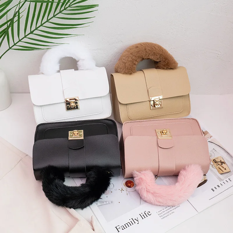 

Ladies Fresh And Simple PU Solid Color Horizontal Square Small Handbag With Buckle