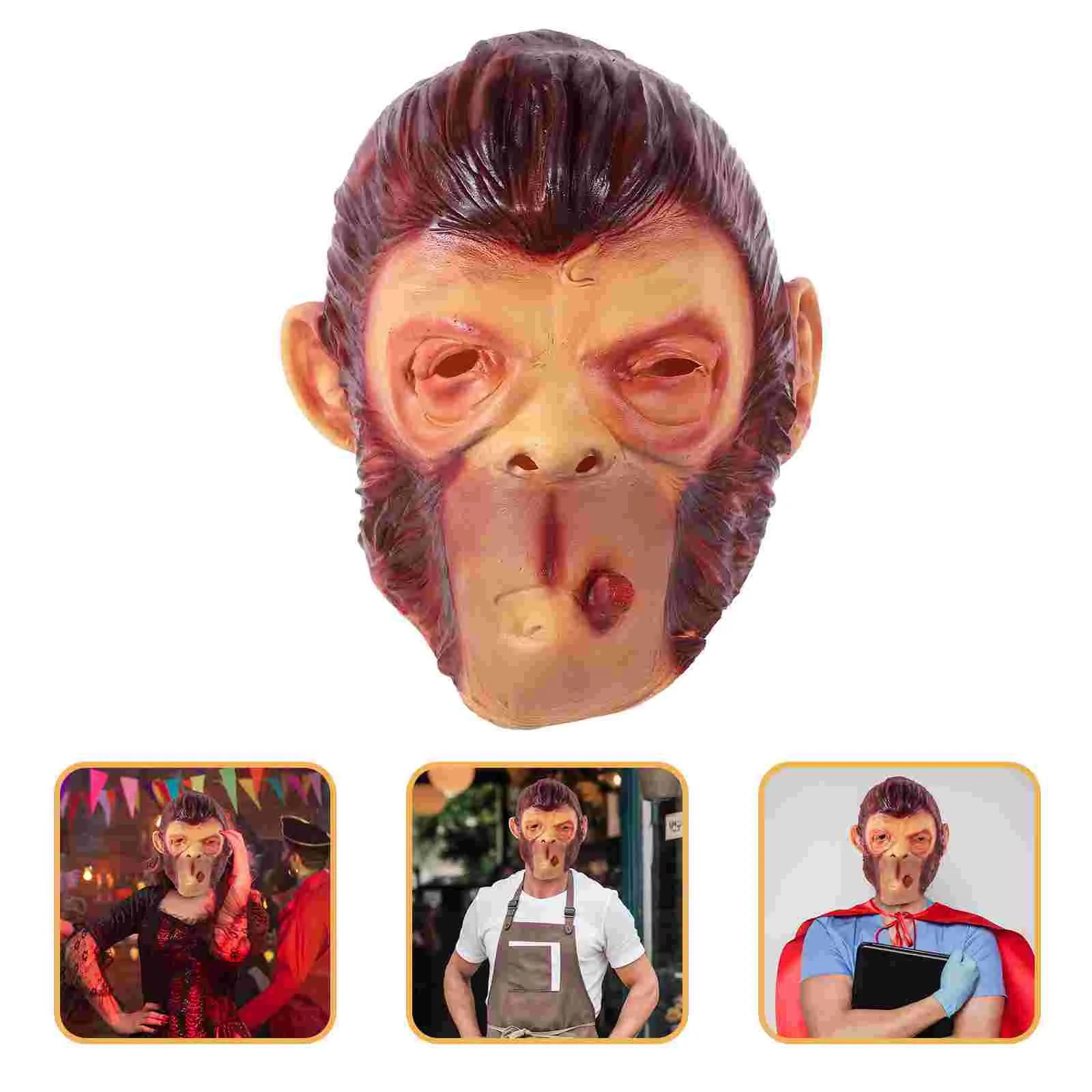 

Mask Halloween Scary Masquerade Party Prop Latex Face Full Funny Monkey Headgear