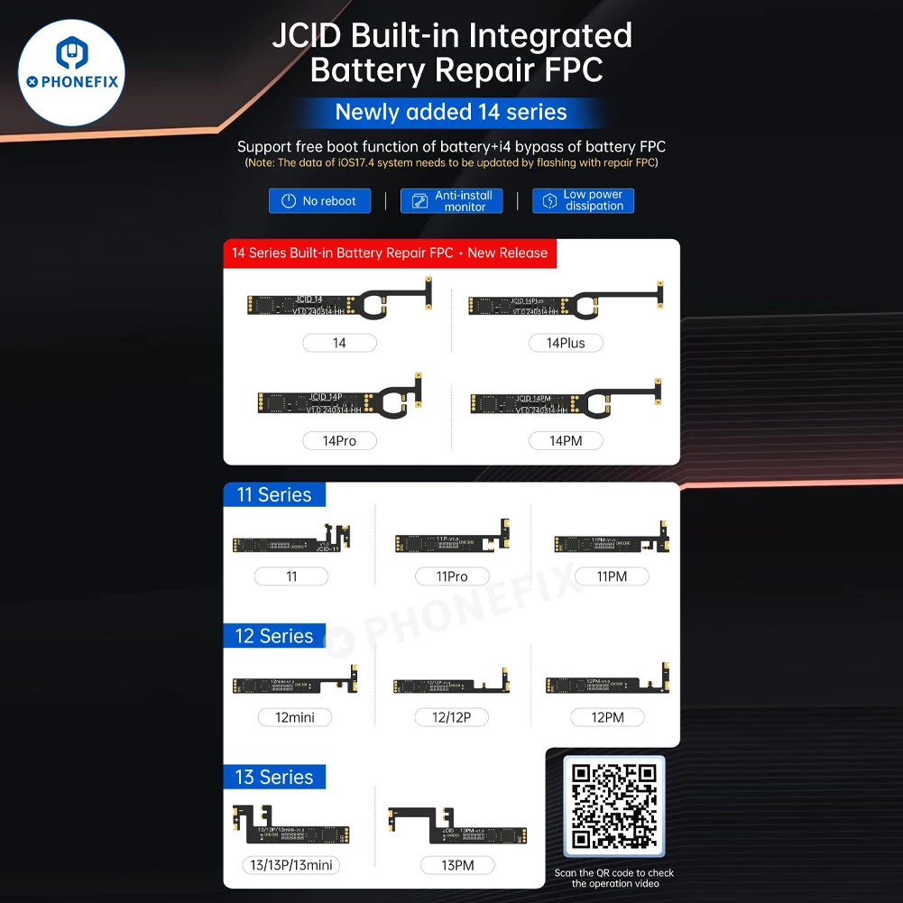 JCID V1SE Ремонт встроенной батареи Замена FPC для iPhone 11 12 13 14PM Модифицирует здоровье