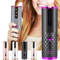 rechargeable automatic hair curler with lcd display portable womens curling iron rotating hair curling wand hair styling tools