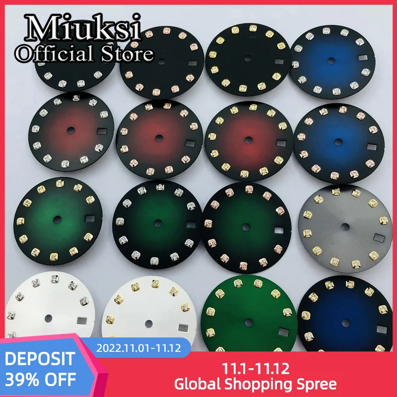 

Miuksi 29mm balck blue green gray white watch dial fit NH35 movement