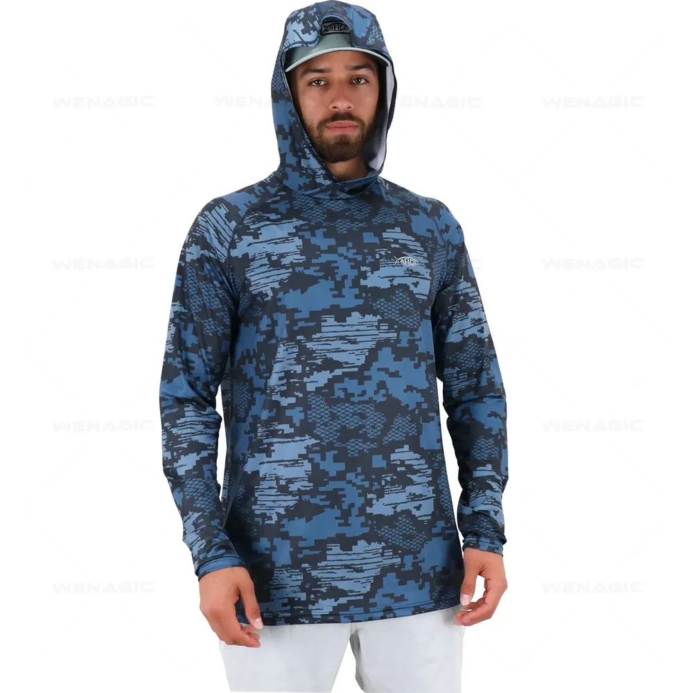 

AFTCO Мужская рубашка с капюшоном с длинным рукавом, одежда для рыбалки, футболка для рыбалки с УФ-защитой, рубашка для рыбалки, одежда для рыбалки