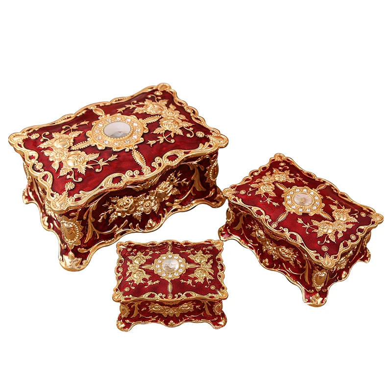 

Jewelry box storage box small online celebrity European Princess wedding three gold jewelry ring box anti-oxidation