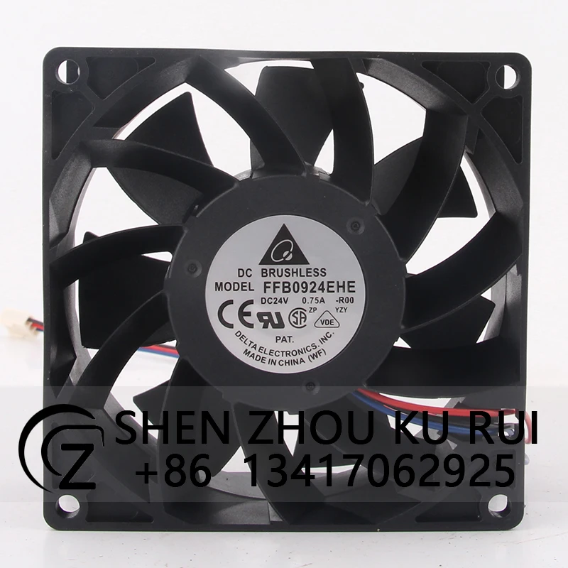 

Case Fan Dual Ball Bearing for DELTA FFB0924EHE DC24V 0.75A 92X92X38MM 9CM 9238 Frequency Conversion Current Speed Cooling Fan