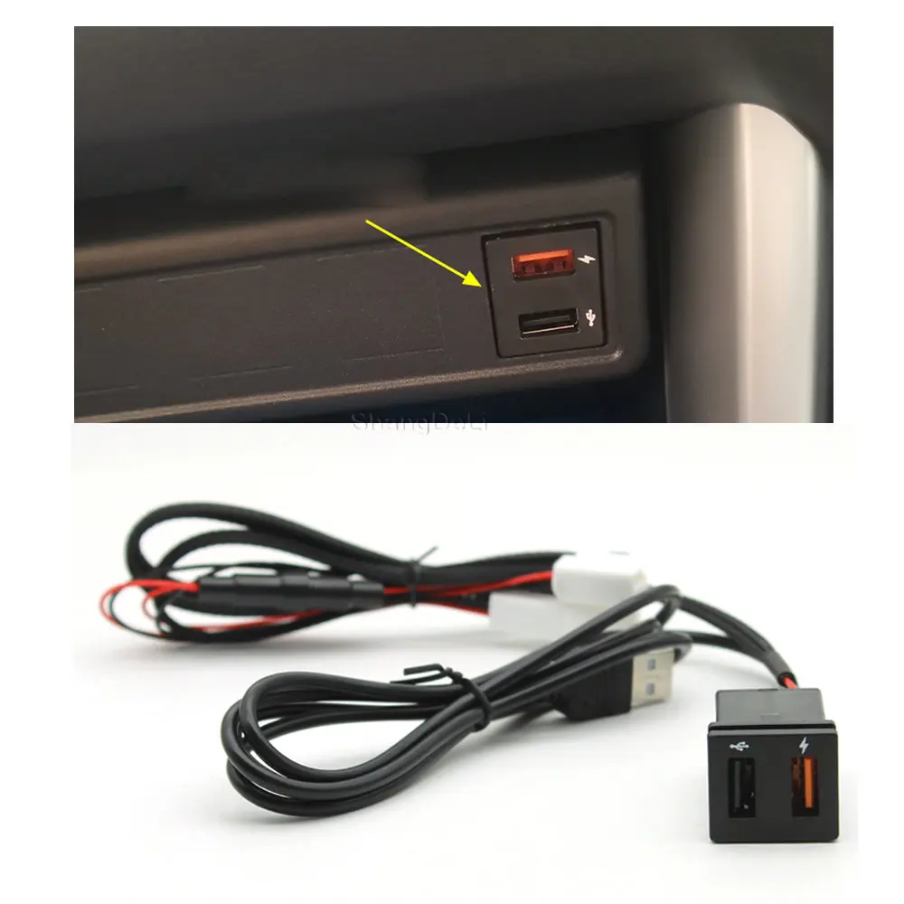 

Автомобильный двойной USB PD-порт QC3.0 12 в прикуриватель гнездо быстрое зарядное устройство адаптер используется для TOYOTA RAV4 Wildlander Corolla