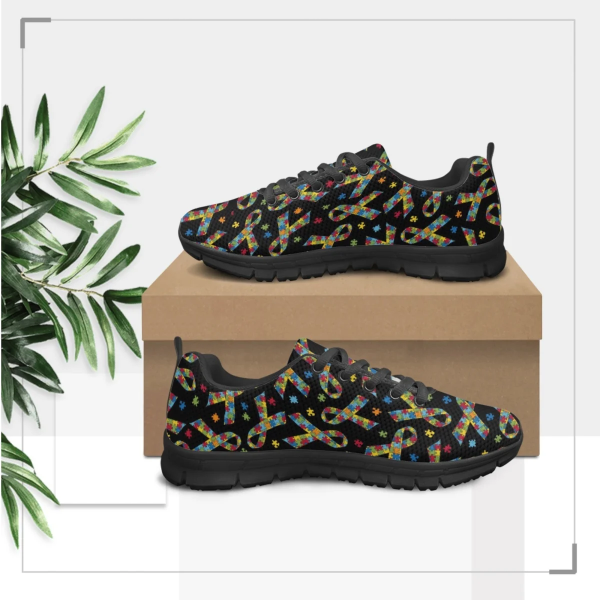 Nopersonality Autism Awareness Themes Woman Fashion Running Sneakers Female Mesh Flats Casual Shoes Casual Outdoors Femme