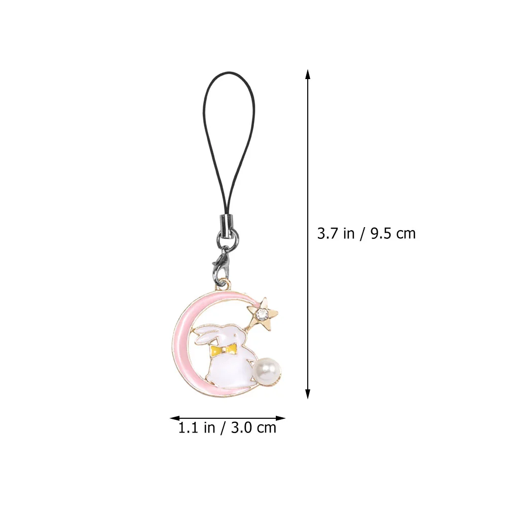 2 Pcs Key Chain Mobile Phone Cellphone Lanyard Strap Moon Star Bunny Charm Smartphones Alloy Student Lovers