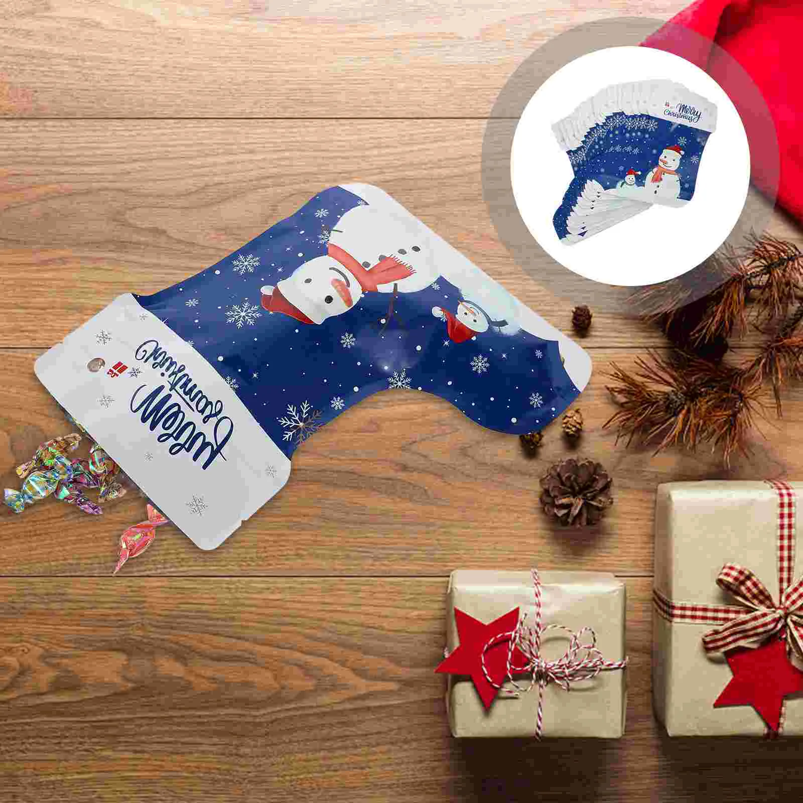 

20 Pcs Christmas Candy Bag Sock Cartoon Socks Storage Bags Wrapping Pouches Aluminum Plating Gift Sacks