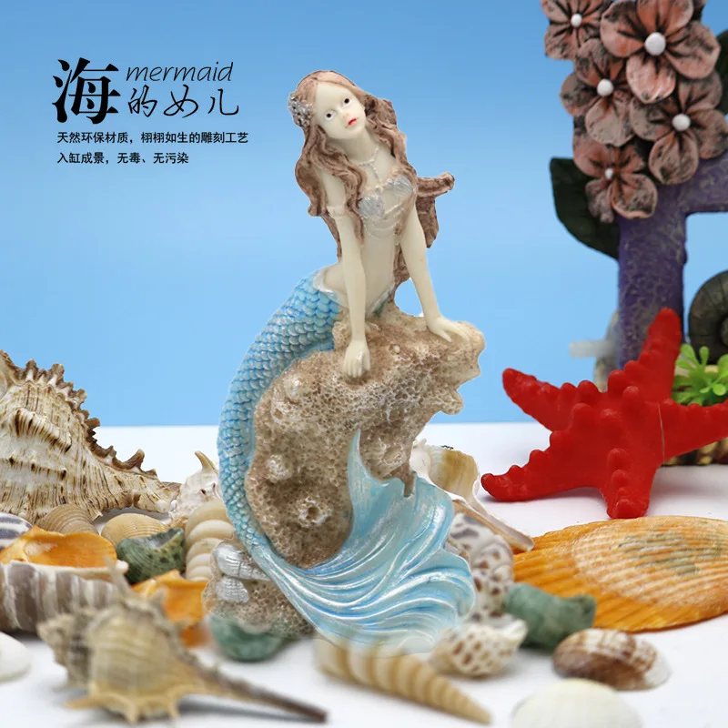 

Creative Aquarium Landscaping Mermaid Resin Decoration Aquarium Ornaments Crafts Home Setting Bonsai Decoration Environmental