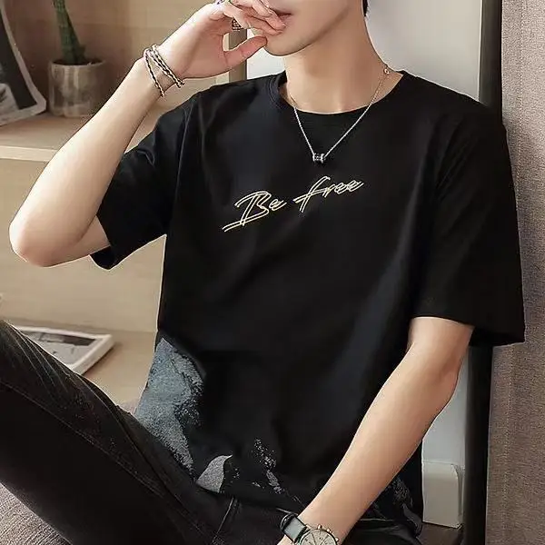 

J7622 Summer new men's short sleeved T-shirt American fashion printed round neck T-shirt.