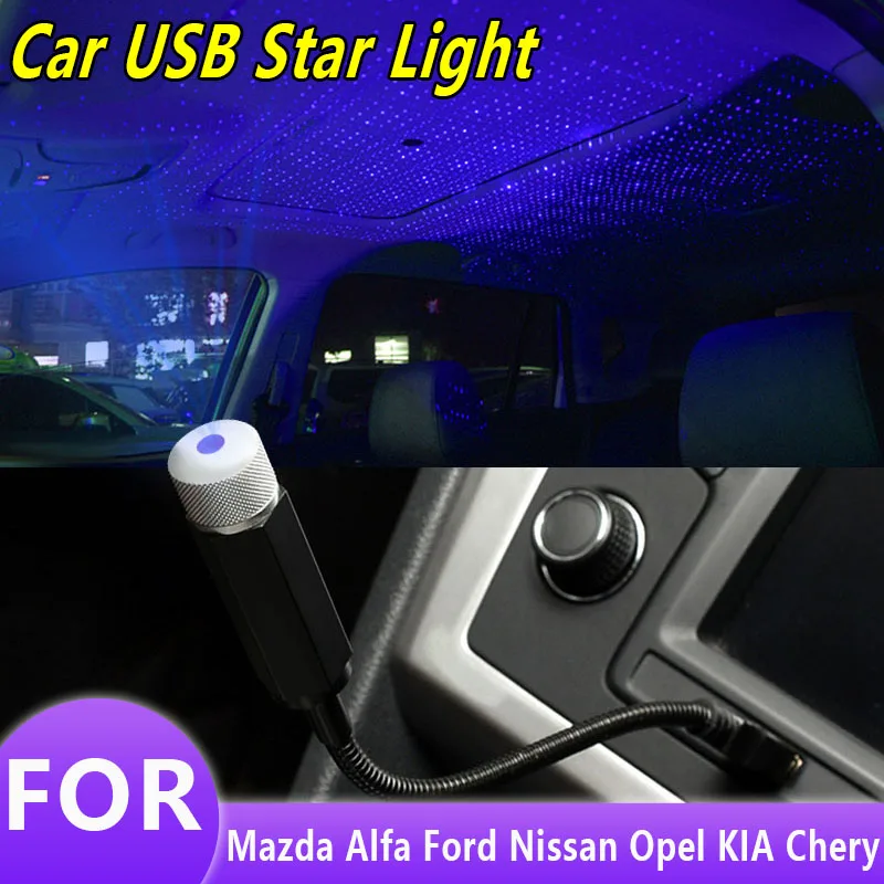 

Car LED Star Projector USB Atmosphere Light Car Starry Sky Ceiling Decoration Light For Mazda Alfa Ford Nissan Opel KIA Chery