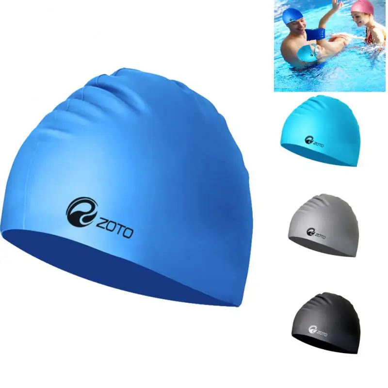

2022 Silicone Swimming Cap Adults Waterproof Summer Swim Pool Cap Elastic Protect Ears Long Hair Colorful Diving Hat Accessories